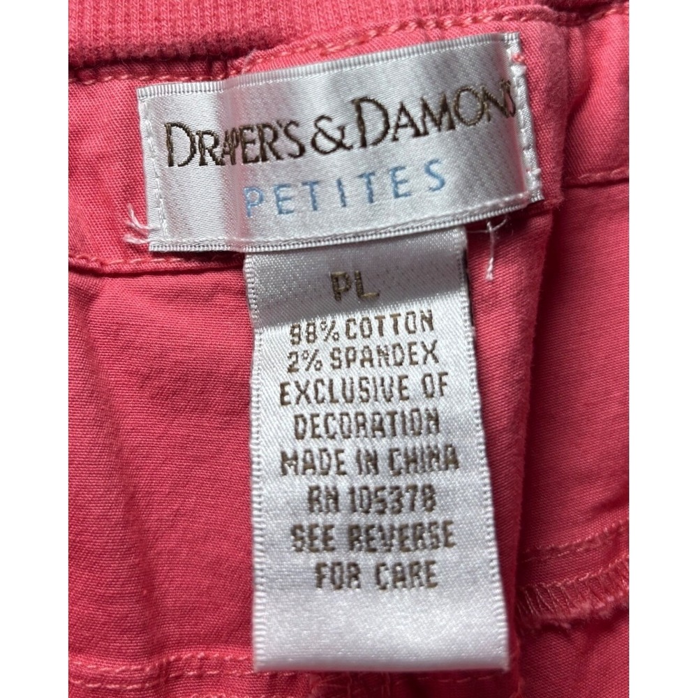 Draper's & Damons Pink Cargo Capri Pants PL Womens Elastic Waist Cropped Trouser - Picture 8 of 8